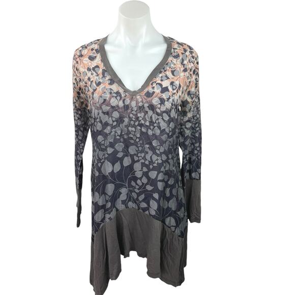 Johnny Was Multicolor 100% Silk Floral V Neck Long Sleeve Mini Dress Size XS - Picture 1 of 6